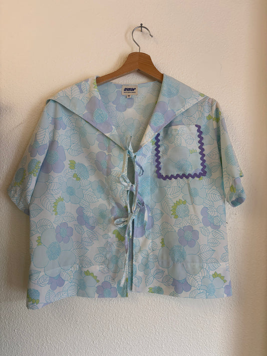 Chemisette Marin fleurie bleue et verte