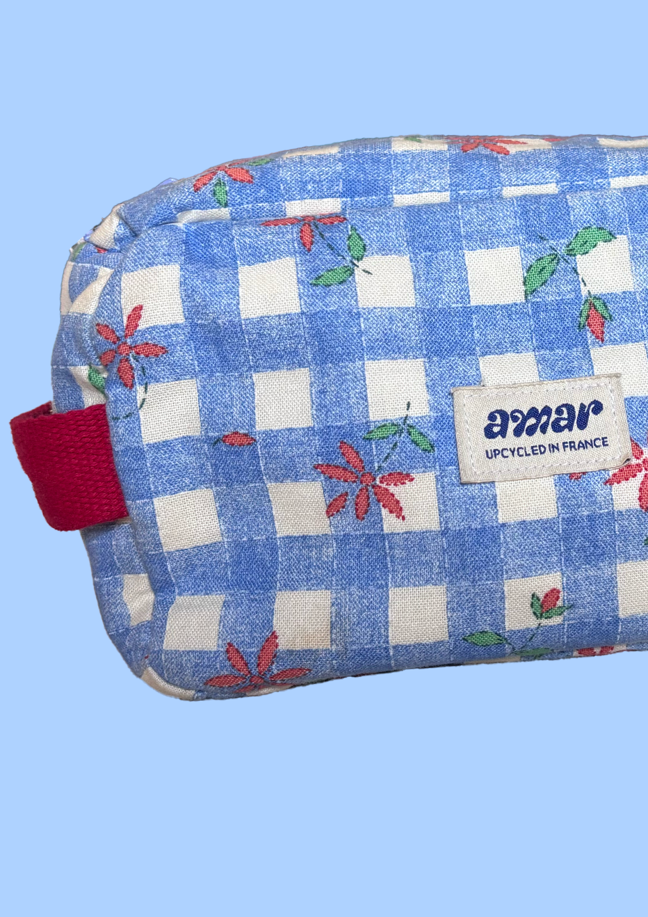 Trousse à carreaux bleu