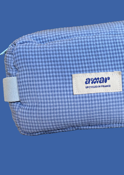 Trousse vichy bleu