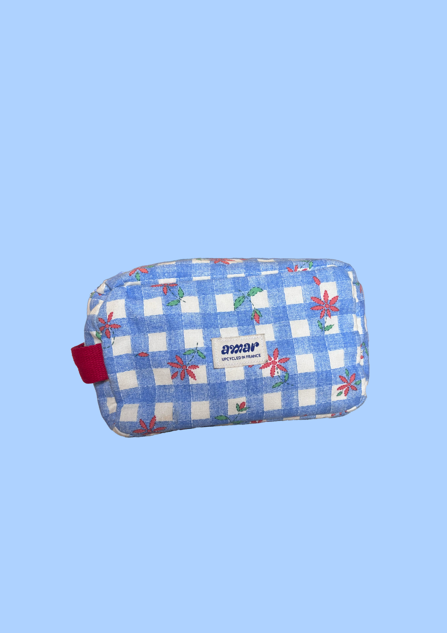 Trousse à carreaux bleu