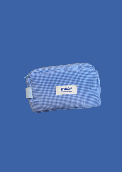 Trousse vichy bleu
